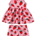 Baby Girl 2 Piece Bathing Suit Stretchy Ruffled Tankini Set-0