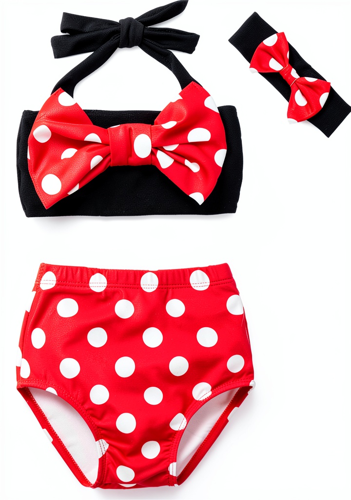 Baby girl wearing the 3-piece bikini set at the beach