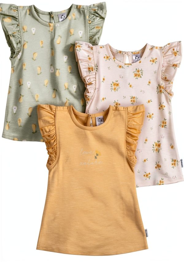 Gerber Baby Girls Tees 3 Pack Soft Cotton Toddler Tops