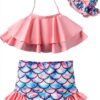 Baby Girls Bikini Set Sunflower Yellow Mermaid Pink Swimwear-0