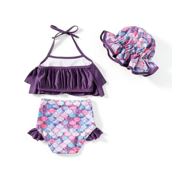 Baby Girls Bikini Set Mermaid Purple Sunflower Yellow-1