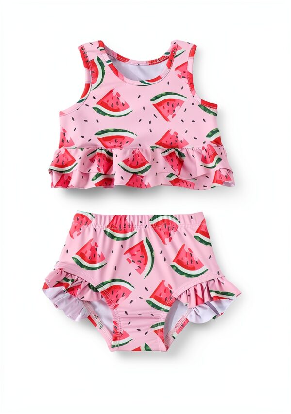 Baby Girl Swimsuit Two Piece Ruffle Design Watermelon-6