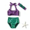 Mermaid Bikini Set Baby Girls Swimwear Polyester Stretch-1
