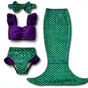 HINTINA Mermaid Bikini Set Baby Girls Swimwear Soft Fabric-0