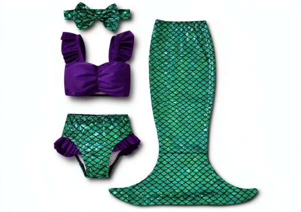 HINTINA Mermaid Bikini Set Baby Girls Swimwear Soft Fabric-0
