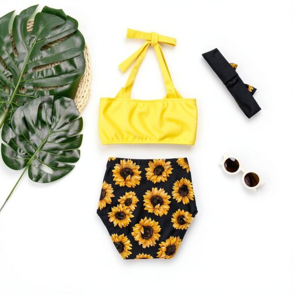 Baby Girls 3 Piece Bikini Set Bowknot Swimsuit Lightweight-3