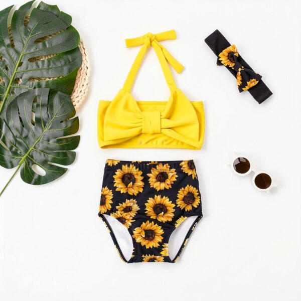 Baby Girls Bikini Set 3 Piece Bowknot Swimsuit Lightweight-2