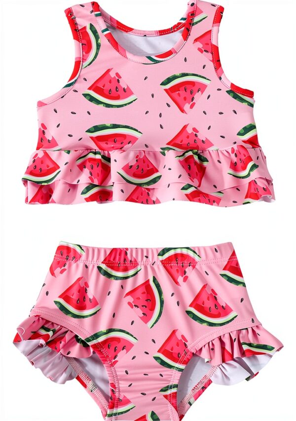 Baby Girl Swimsuit Two Piece Ruffle Design Watermelon-0