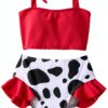 Toddler Girl Ruffle Bikini Set Polyester Cow Print Swimwear-0