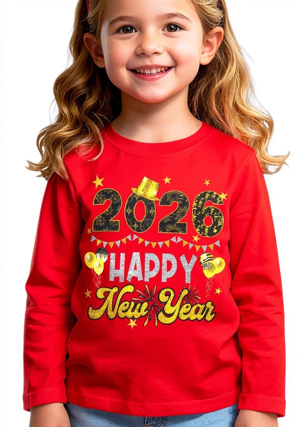 Ritatte Happy New Year 2026 Shirt Toddler Long Sleeve Cotton