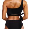 Mommy and Me Swimsuits Black One Shoulder Tummy Control-3