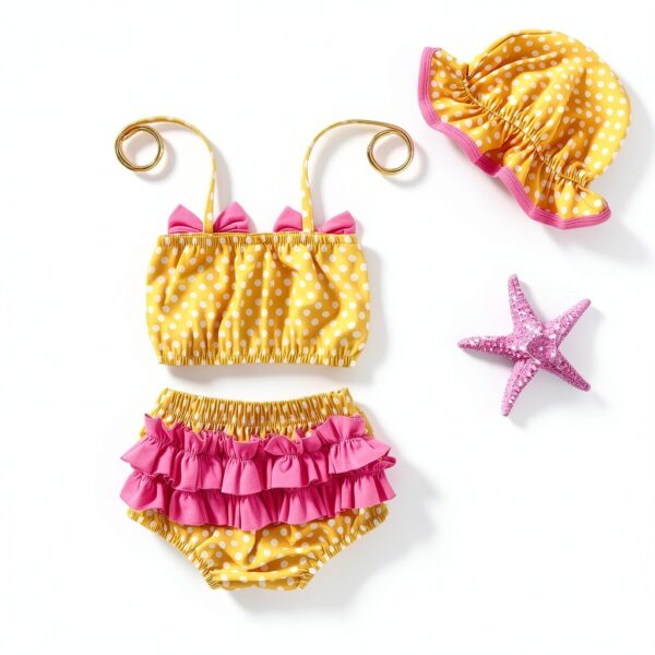Sunflower Baby Girl Swimsuit Cotton Polyester Yellow Bikini-2
