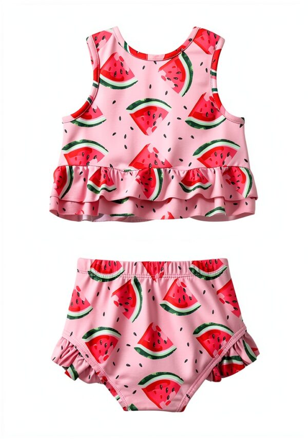 Baby Girl Swimsuit Two Piece Ruffle Design Watermelon-2