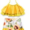 Baby Girls Bikini Set Sunflower Yellow Mermaid Purple-0