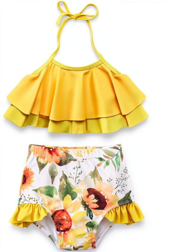 Baby Girls Bikini Set Sunflower Yellow Mermaid Purple-0