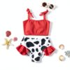 Toddler Girl Ruffle Bikini Set Polyester Cow Print Swimwear-1