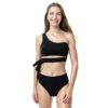 Mommy and Me Swimsuits Black One Shoulder Tummy Control-4