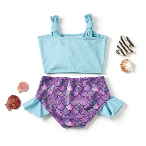 Mermaid Bikini Set Baby Girl Swimwear Blue Polyamide-2