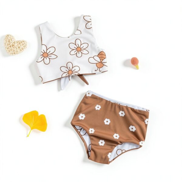 Lucikamy Baby Girl Floral Bikini Set Soft Quick Dry-5