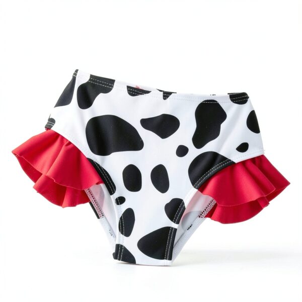 Toddler Girl Ruffle Bikini Set Polyester Cow Print Swimwear-3