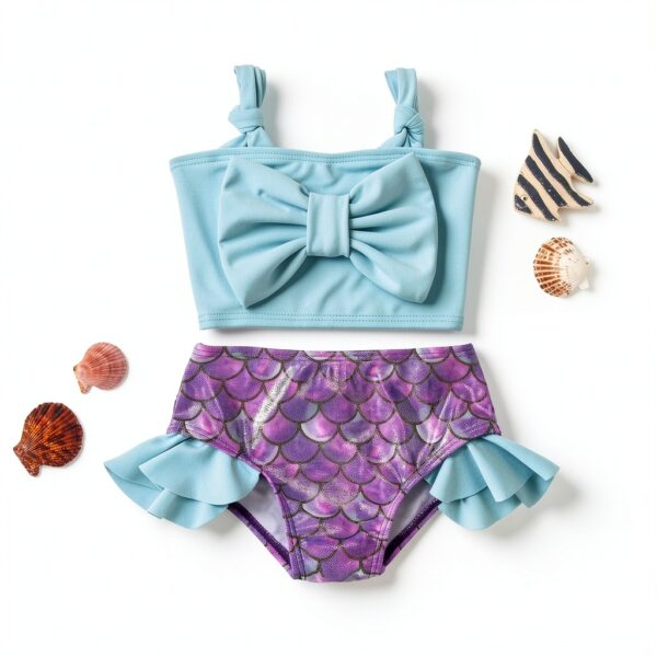 Mermaid Bikini Set Baby Girl Swimwear Blue Polyamide-1