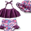 Baby Girls Bikini Set Mermaid Purple Sunflower Yellow-0