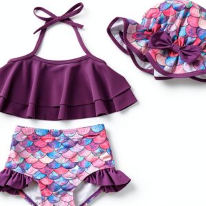Baby Girls Bikini Set Mermaid Purple Sunflower Yellow-0