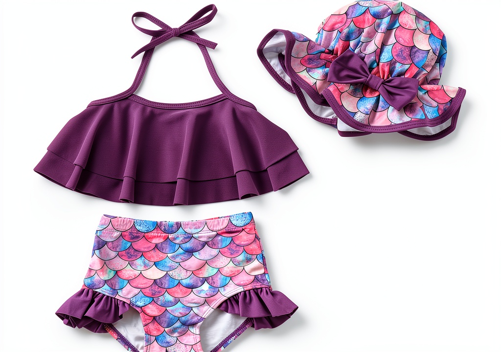 Baby girl wearing the bikini set at the beach