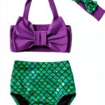 Mermaid Bikini Set Baby Girls Swimwear Polyester Stretch-0