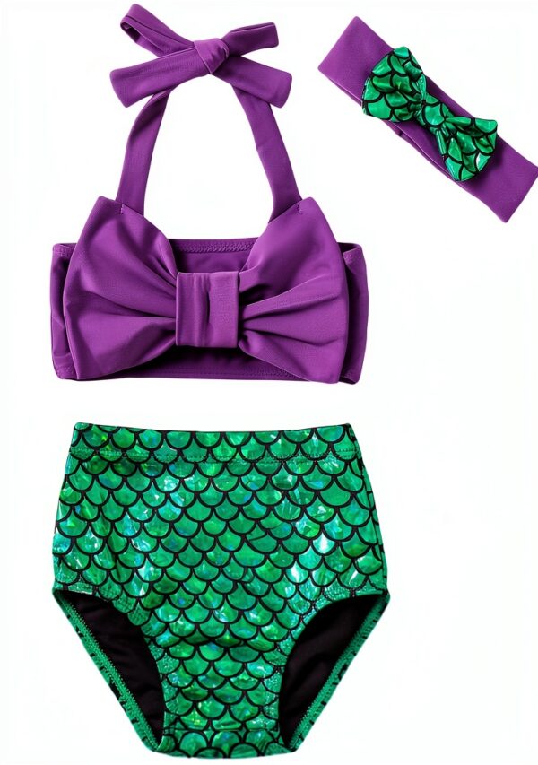 Mermaid Bikini Set Baby Girls Swimwear Polyester Stretch-0