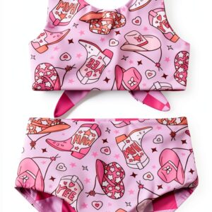 Baby Girls Bikini Swimsuit Butterfly Print UV Protection-0