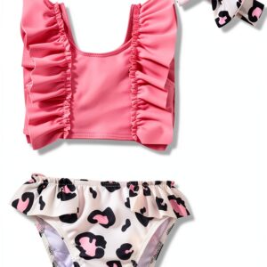 Aalizzwell Baby Girls Swimsuit Soft Polyester Bikini Set-0