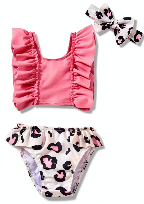 Aalizzwell Baby Girls Swimsuit Soft Polyester Bikini Set-0