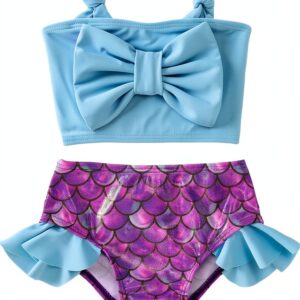 Mermaid Bikini Set Baby Girl Swimwear Blue Polyamide-0