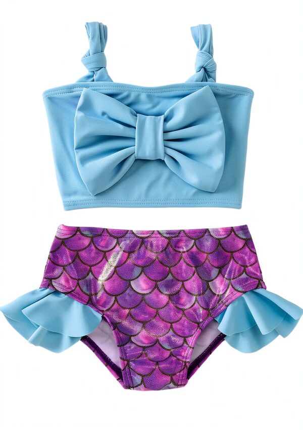 Mermaid Bikini Set Baby Girl Swimwear Blue Polyamide-0