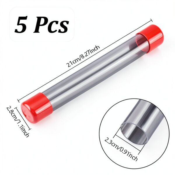 Empty Storage Tubes 5pcs AHANDMAKER Clear Rigid Plastic 8.26" Red Caps-1