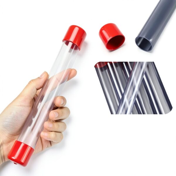 Empty Storage Tubes 5pcs AHANDMAKER Clear Rigid Plastic 8.26" Red Caps-2