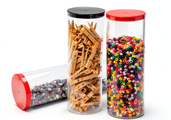 Clear Plastic Storage Tubes Prestige PETG Black Lid-1