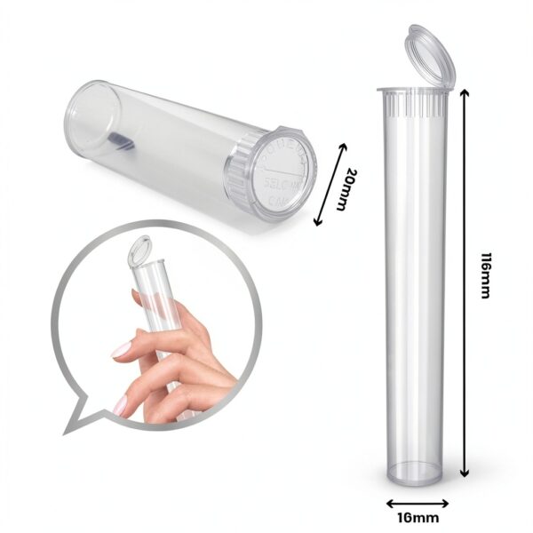 Clear Pop Top Tubes 116mm Packlahoma 1000 Count Waterproof BPA Free-3