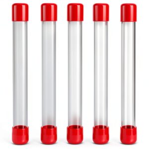 Empty Storage Tubes 5pcs AHANDMAKER Clear Rigid Plastic 8.26" Red Caps-0