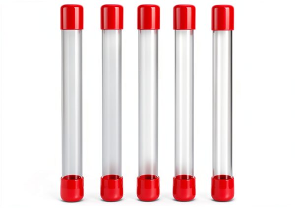 Empty Storage Tubes 5pcs AHANDMAKER Clear Rigid Plastic 8.26" Red Caps-0