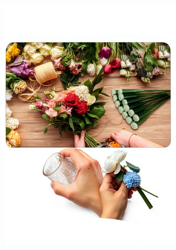 FIVEIZERO Floral Water Tubes for Flowers, 25 PCS 5.64 Inch Green Flower Stem Water Tubes with Caps, Plastic Floral Tubes Vials for Fresh Flower Arrangements, Florist Supplies-2